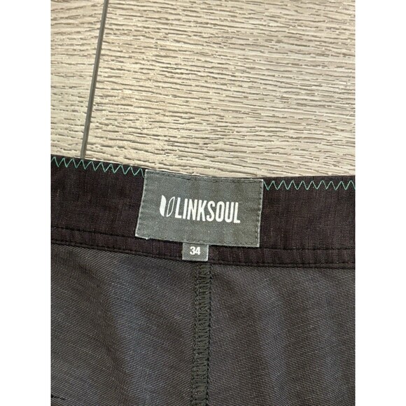 Linksoul Hybrid Shorts Mens 34 Gray Black Palm Swim Trunks Golf Preppy - Picture 5 of 10